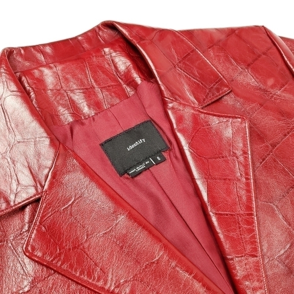 New Identify Red Genuine Leather Embossed Jacket  Sz 8 - Picture 6 of 15